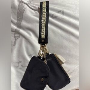 lululemon dual pouch keychain black/gold